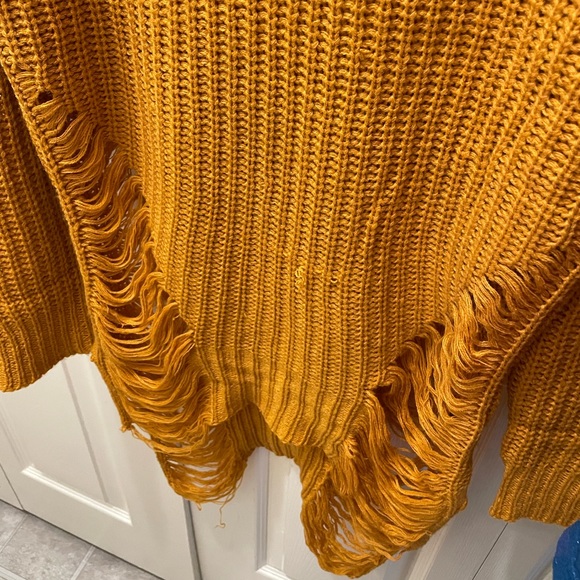 Mustard Yellow Ripped Style Sweater - Picture 4 of 4